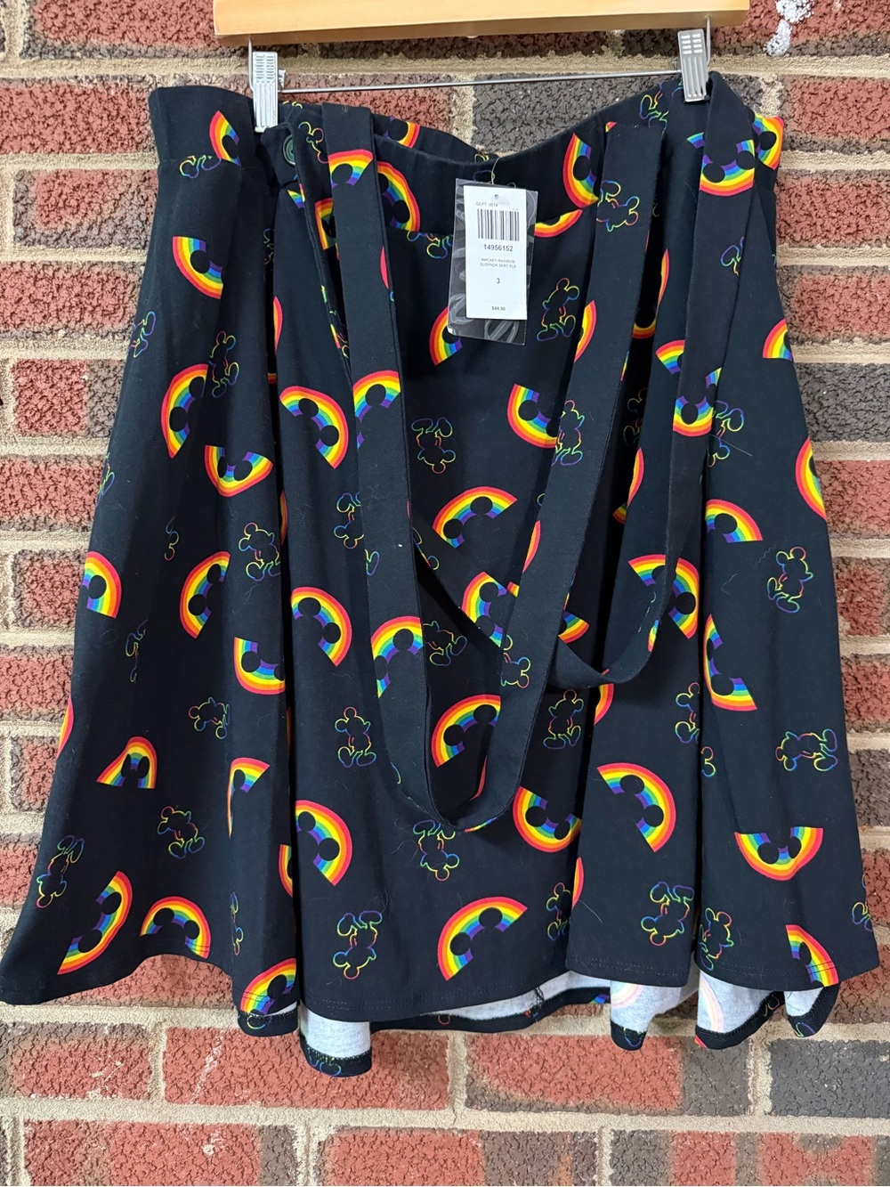 Hot Topic Black Suspender Skater Skirt with Rainbow Print Disney Plus Size 3